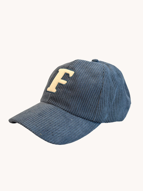 A Fish Named Fred men's Rib cap in Jeans Blue, front view