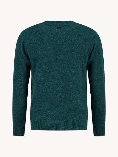 A Fish Named Fred men's Pullover Classic in Dark Green, back view