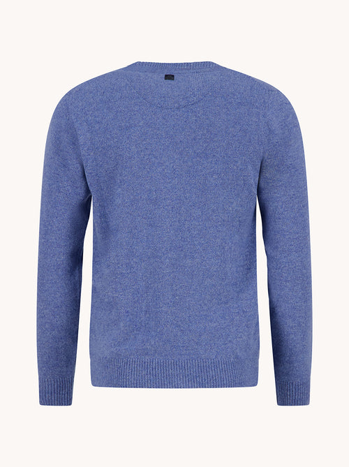 A Fish Named Fred men's Pullover Classic in Ash Blue, back view