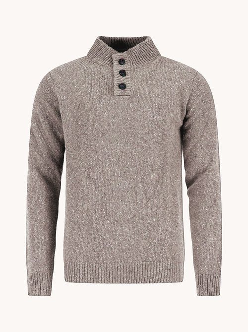 A Fish Named Fred men's Knitted jumper in Off-White, front view