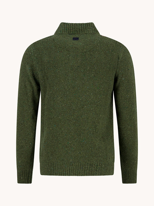 A Fish Named Fred men's Knitted jumper in Forest Green, back view