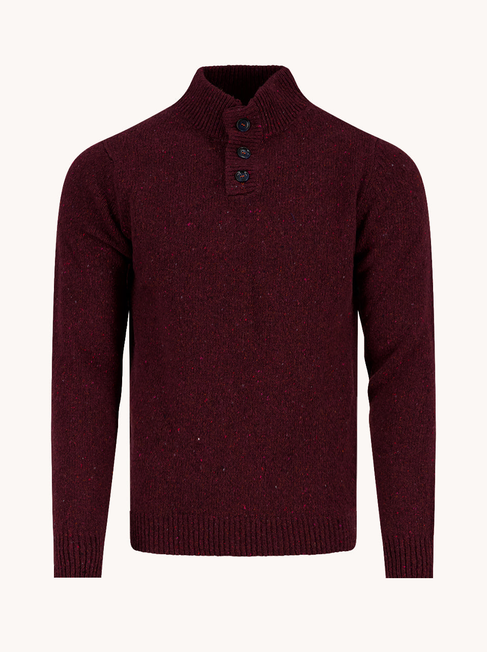 A Fish Named Fred men's Knitted jumper in Burgundy, front view