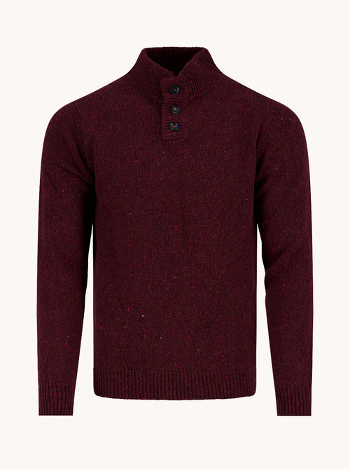 A Fish Named Fred men's Knitted jumper in Burgundy, front view