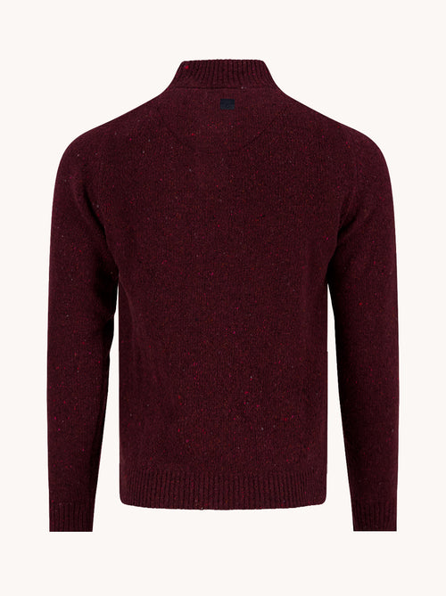A Fish Named Fred men's Knitted jumper in Burgundy, back view