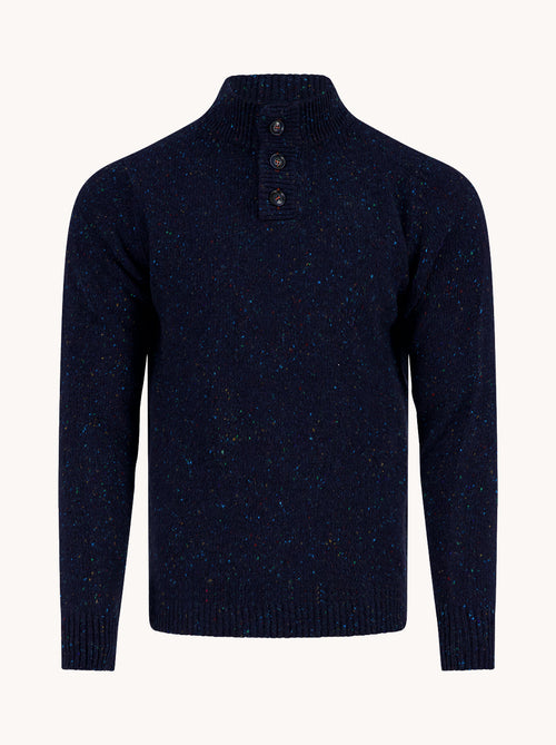 A Fish Named Fred men's Knitted jumper in Navy, front view
