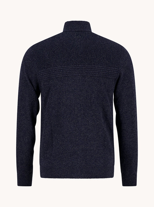A Fish Named Fred men's Melange cardigan in Navy, back view