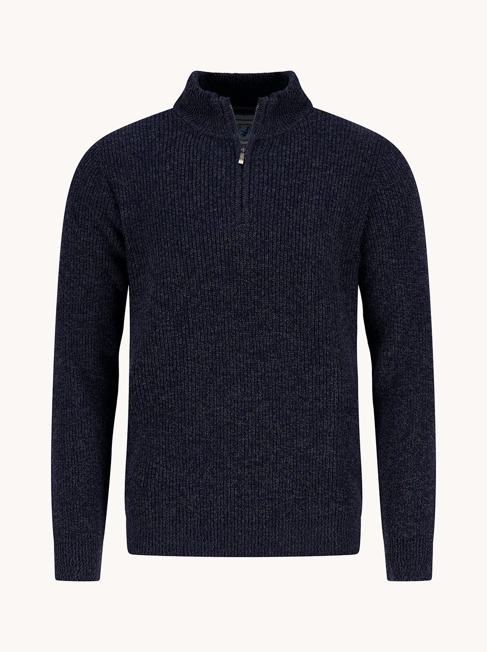 A Fish Named Fred men's Mock-zip pullover in Navy, front view