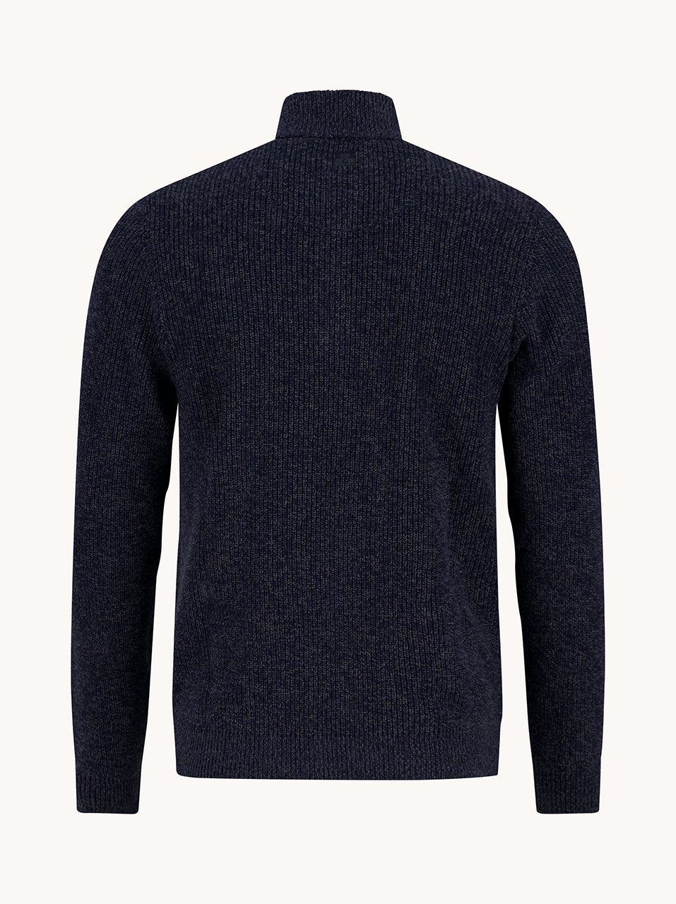 A Fish Named Fred men's Mock-zip pullover in Navy, back view